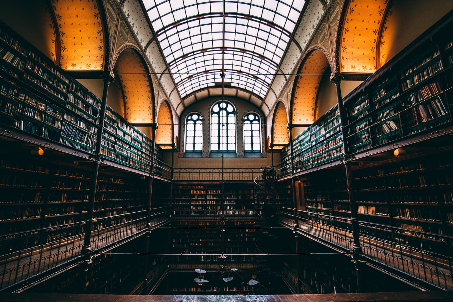 Vaulted reading room of a historic library
