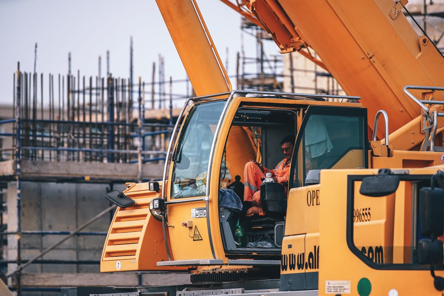 Crane operator working at a construction site