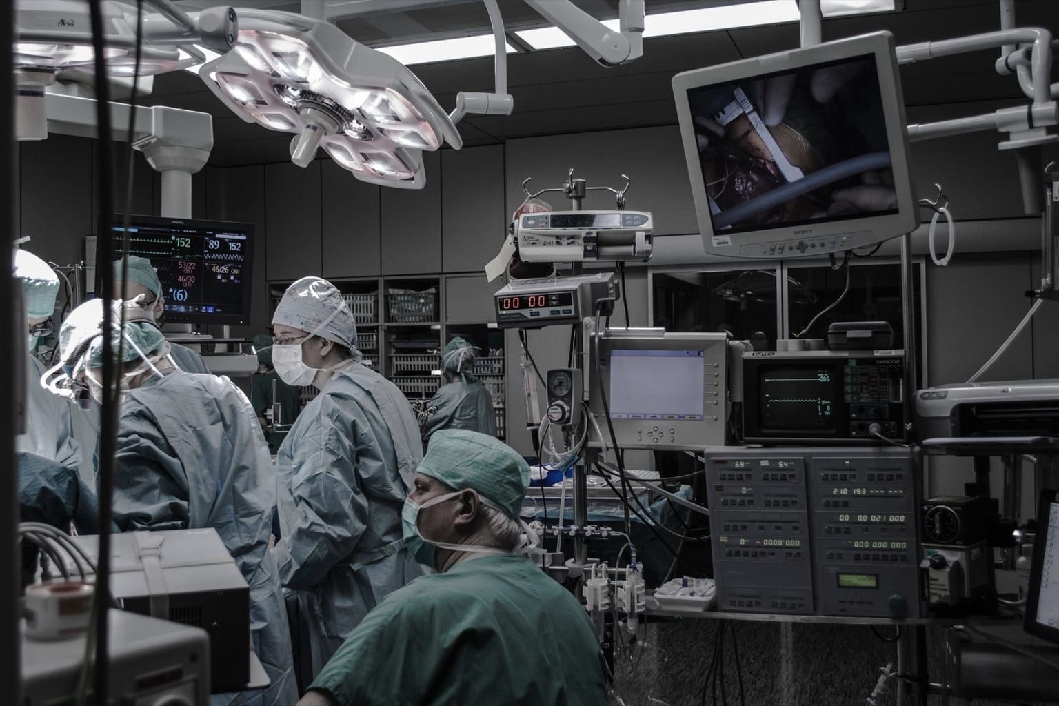 Surgical team at work in an operating room